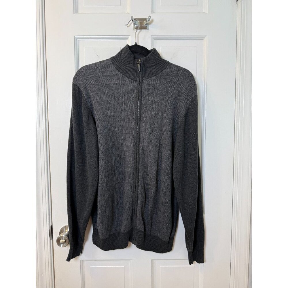 Oscar de la Renta Charcoal Full Zip Men's Cardigan Jacket Size Large